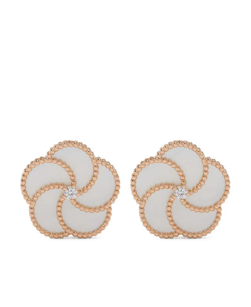 18K rose gold Bloomy mother of pearl and diamond earrings
